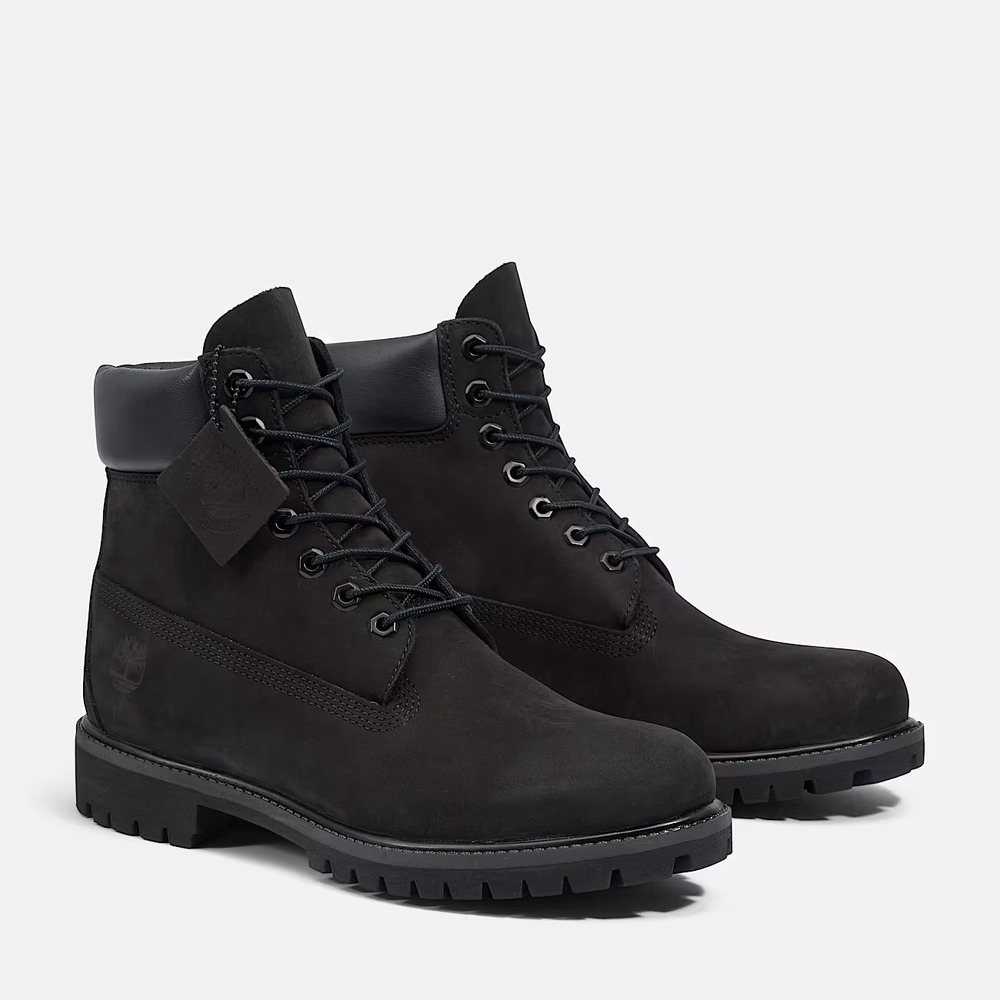 Timberland 6" Inch Premium Mens Size 12M Waterproof Boots Black Nubuck